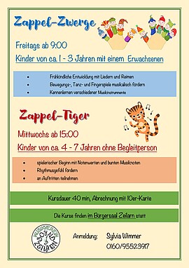 Banner Musikalische Früherziehung - "Zappel-Tiger" - Kinder 4-7 Jahre