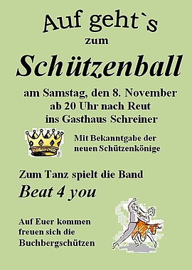Banner Schützenball der Buchbergschützen Reut im Gasthaus Schreiner