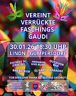 Logo VEREINT VERRÜCKTE FASCHINGSGAUDI 2026 – Gumpersdorf dreht auf!