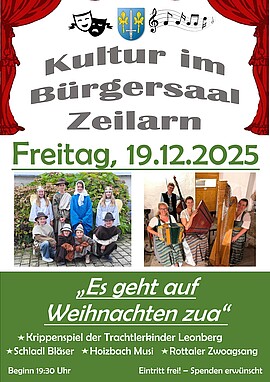 Banner Kultur im Bürgersaal "Es geht auf Weihnachten zua"