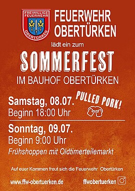 Banner Sommerfest FW Obertürken - Frühshoppen + Oldtimerteilemarkt